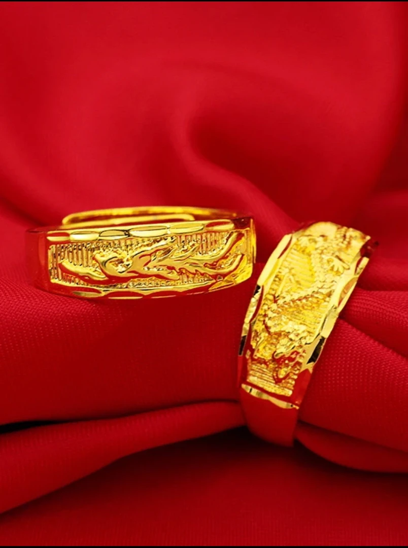 新款典藏 【龙凤戒指】 金色不掉色时尚经典大气