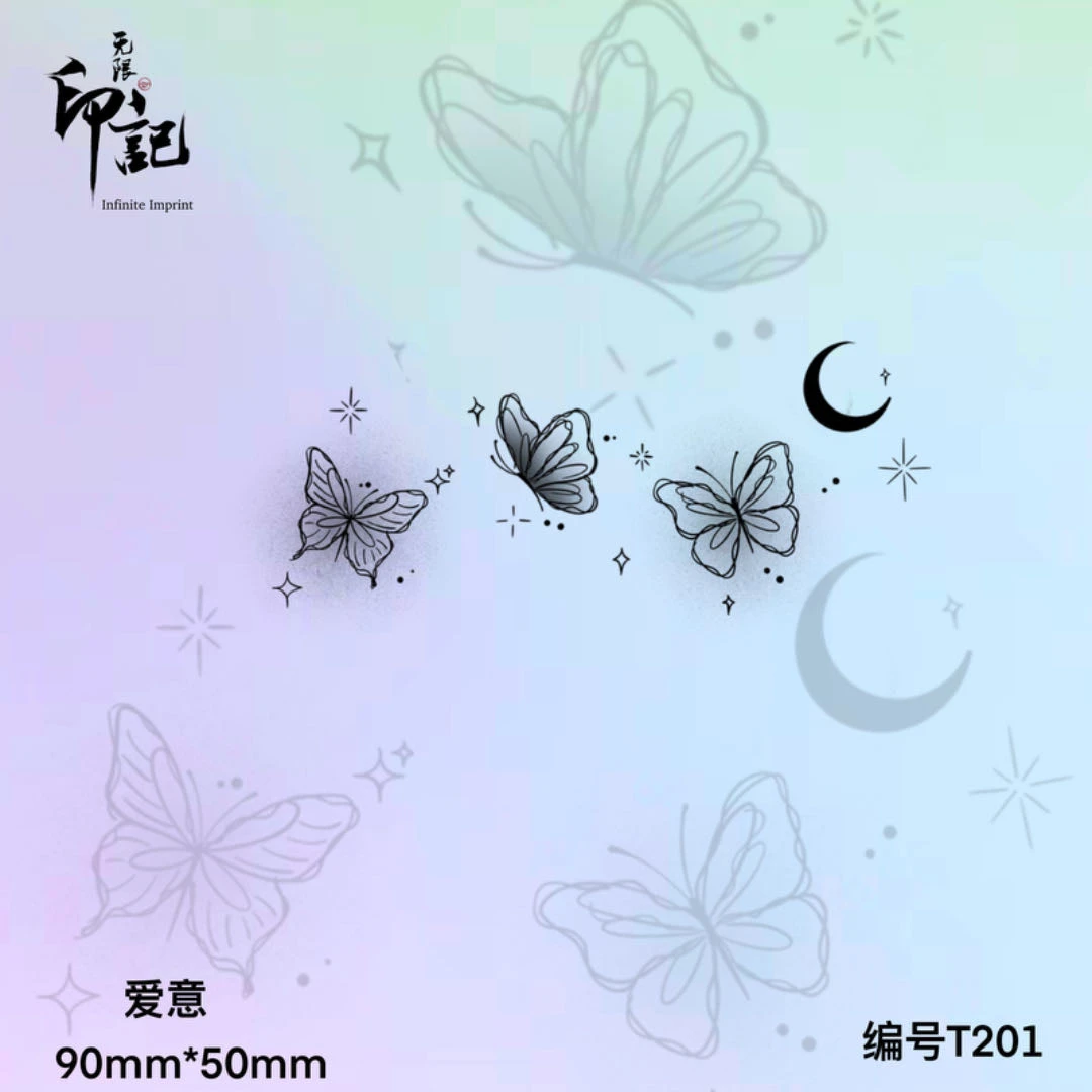 T201 爱意-无限印记草本纹身贴蝴蝶锁骨逼真半永久防水持久不反光