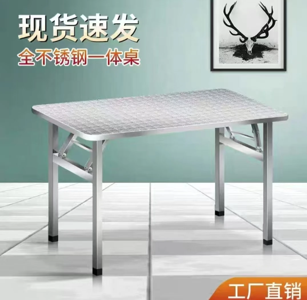 【80*1200加厚长条桌】可以坐6个人就餐，采用加厚的不锈钢材质，