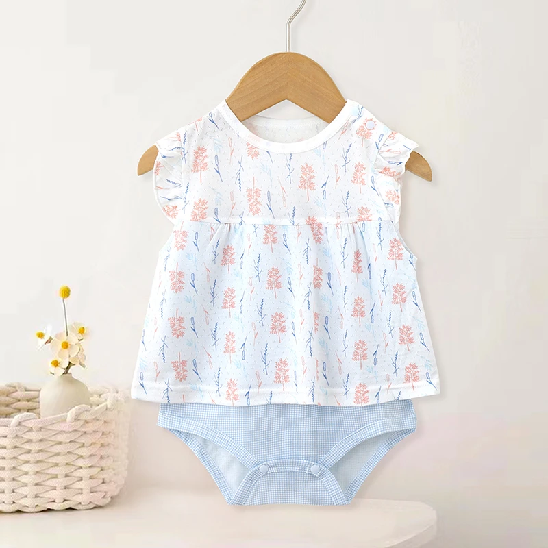 婴幼儿宝宝夏季短袖连体衣包屁衣薄款空调服透气睡衣短袖居家服