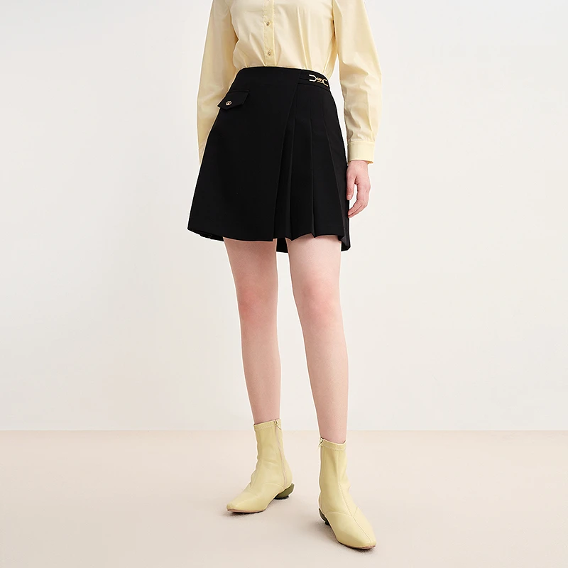 【珂莱蒂尔】时尚显瘦休闲气质百搭高腰半身裙KW02996W0