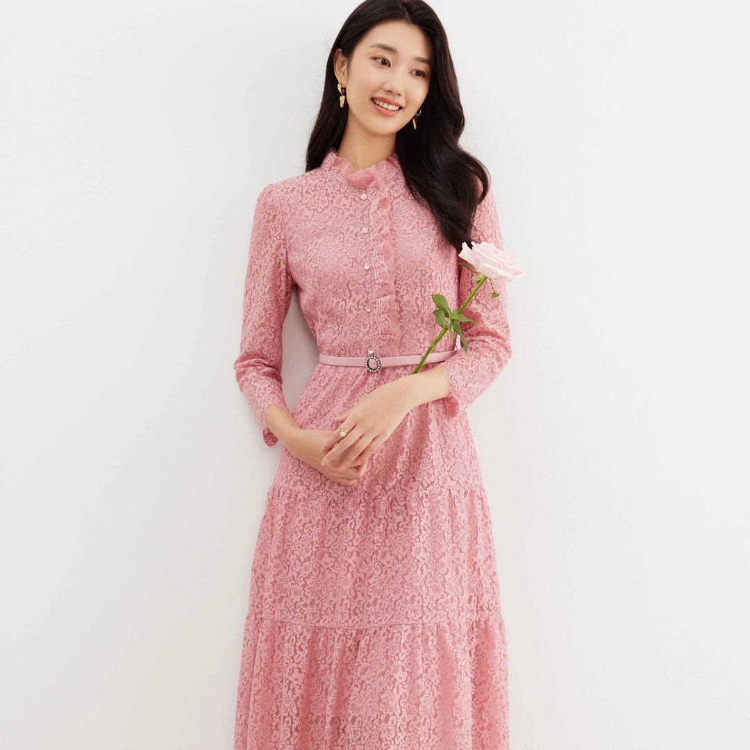 【珂莱蒂尔】气质蕾丝时尚秋季碎花女装连衣裙KF08625/KF08740