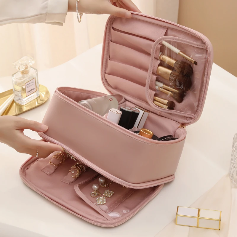 化妆品首饰一体收纳包高级感二合一便携2023大容量饰品化妆包旅行