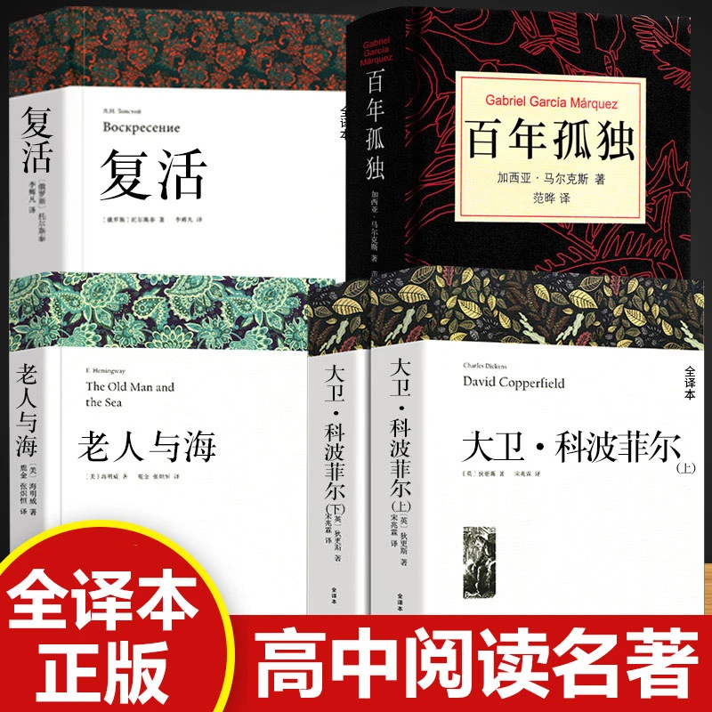高中阅读复活大卫科波菲尔老人与海百年孤独课外世界名著无删完整
