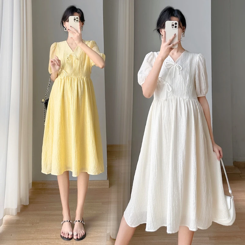 实价孕妇装2024夏季显瘦宽松甜美孕妇长款大码连衣裙