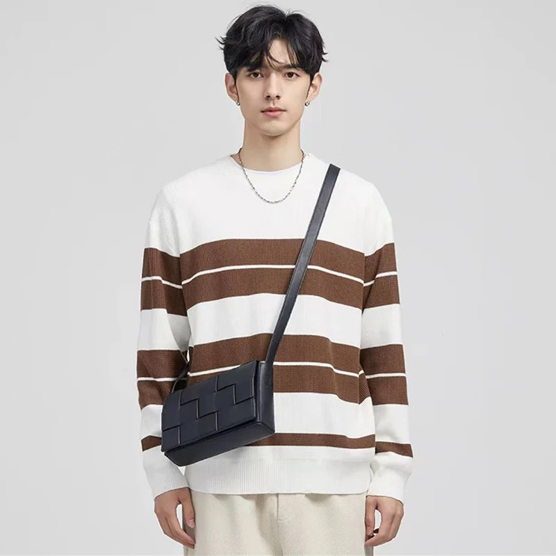 新款男士宽松潮流韩版休闲套头百搭短款纯色套头毛衣7756