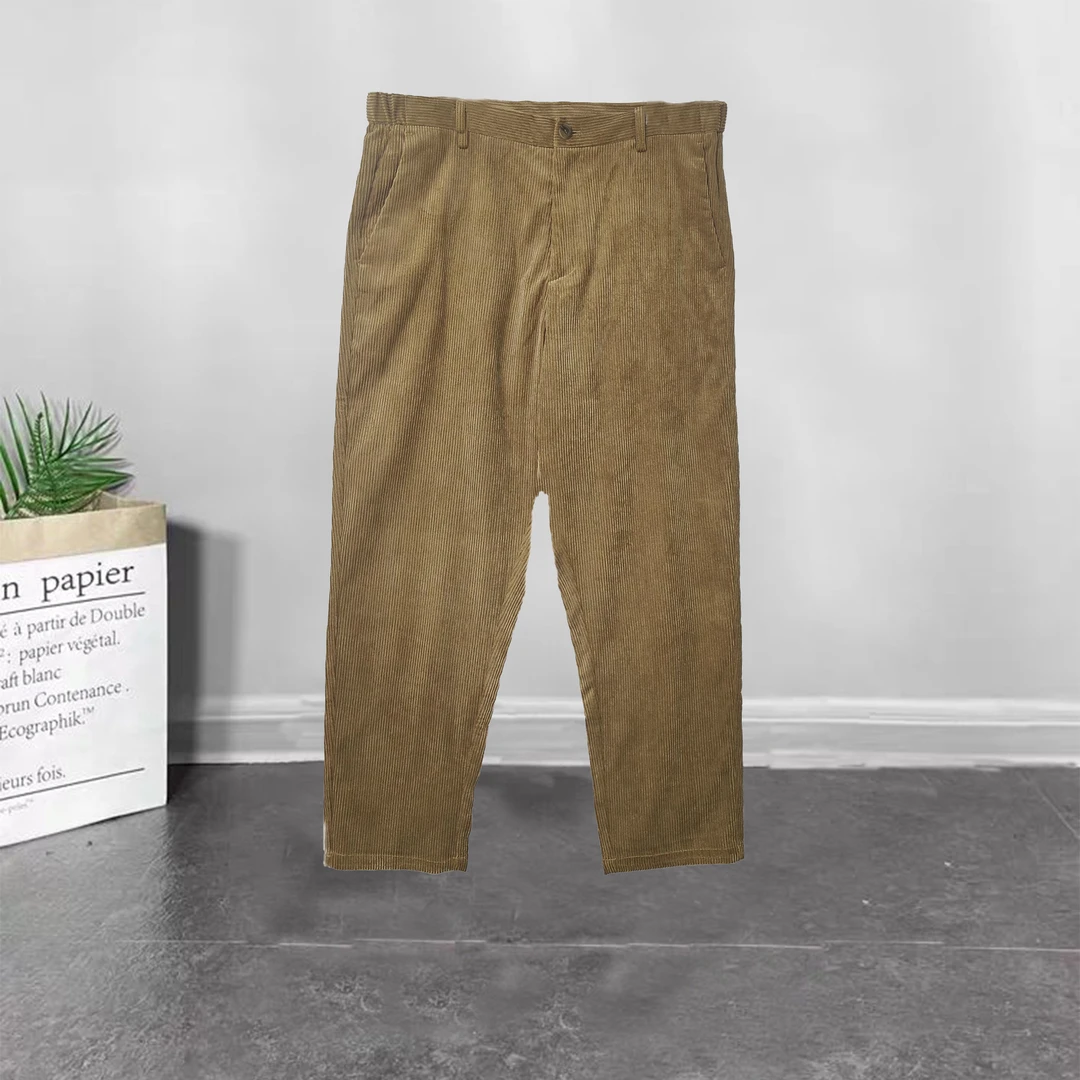 2023年春季新款男士单色舒适商务灯芯绒纯色休闲长裤21923