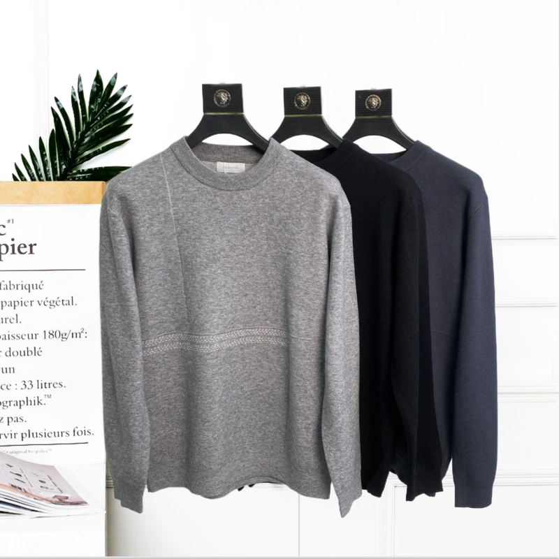 男士秋冬新款男款长袖时尚百搭纯色圆领休闲款潮流毛衣6613