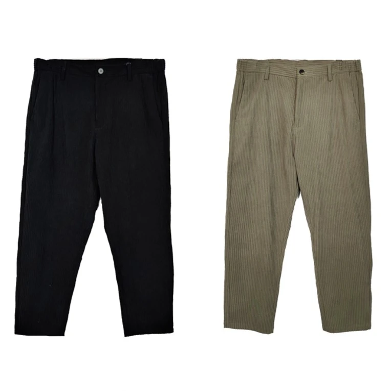 秋季新款男士休闲百搭舒适简约款纯色灯芯绒中腰直筒休闲裤21923