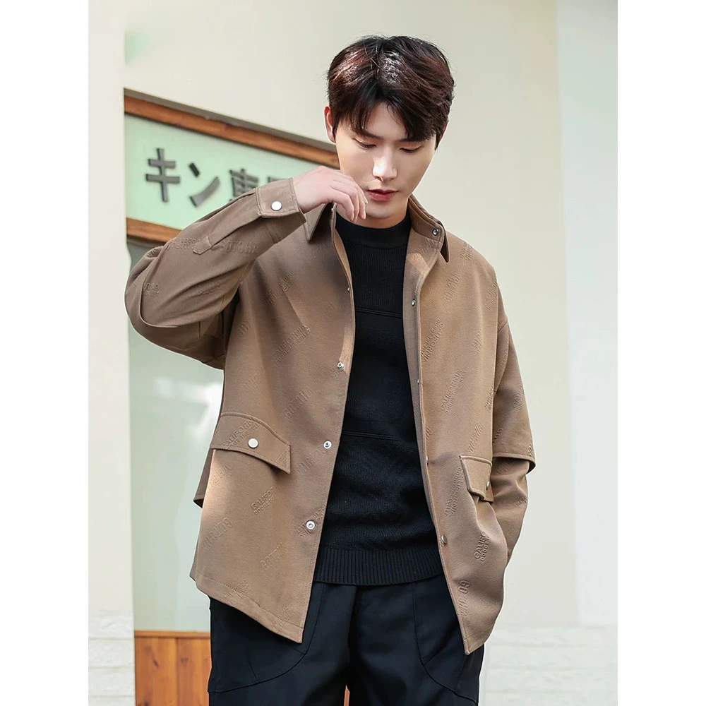 高级字母花纹夹克  秋季新款男士百搭翻领外套上衣2088178