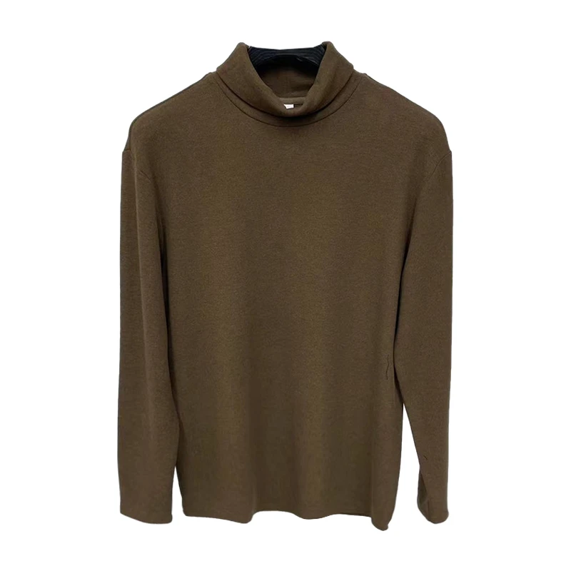 男士轻奢时尚百搭韩版宽松半袖纯色款舒适圆领长袖T恤7713