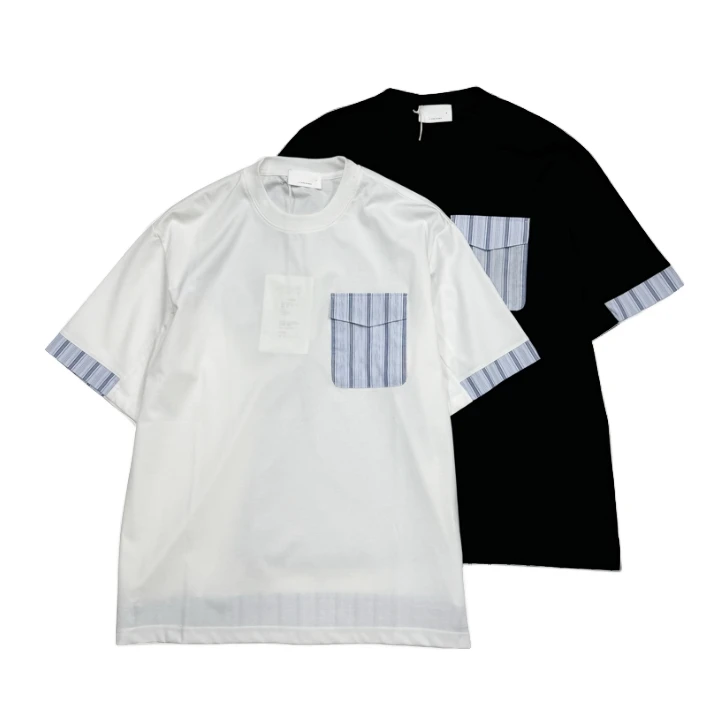 夏季新款男士半袖2024新款口袋拼接时尚潮牌宽松T恤9156