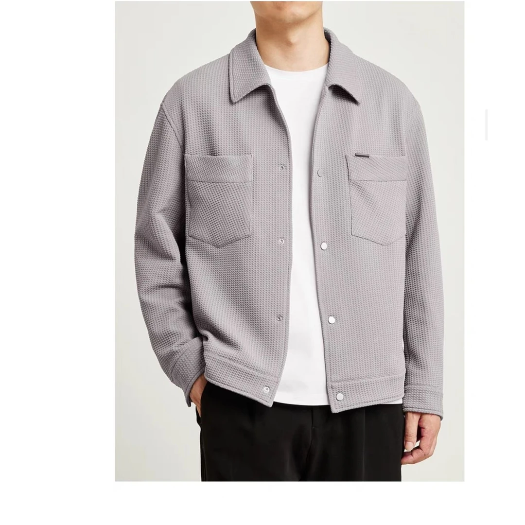 秋季新款男士宽松百搭帅气夹克简约时尚纯色休闲男外套2306