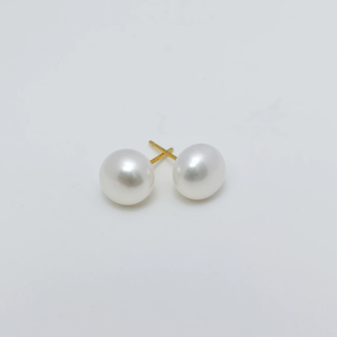 晶兴珠宝淡水珍珠耳钉 S925银白珍珠耳钉时尚8-8.5mm【白月光2.0】