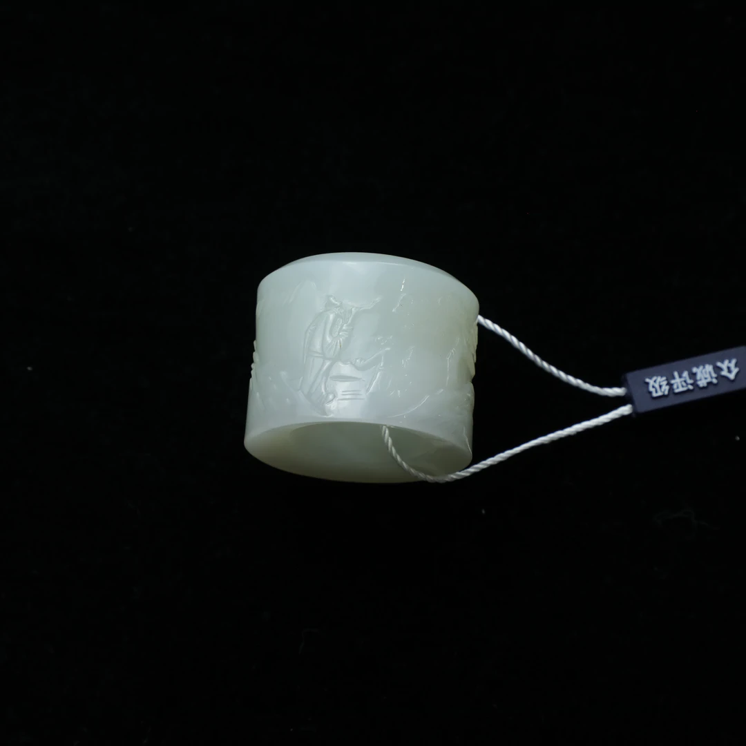 TCWWA05423清晚和田白玉山水人物扳指