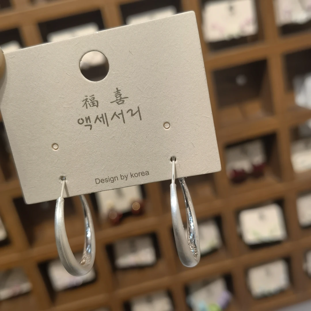 铜合金亚克力耳饰 A158银色拉丝净版耳圈款耳饰