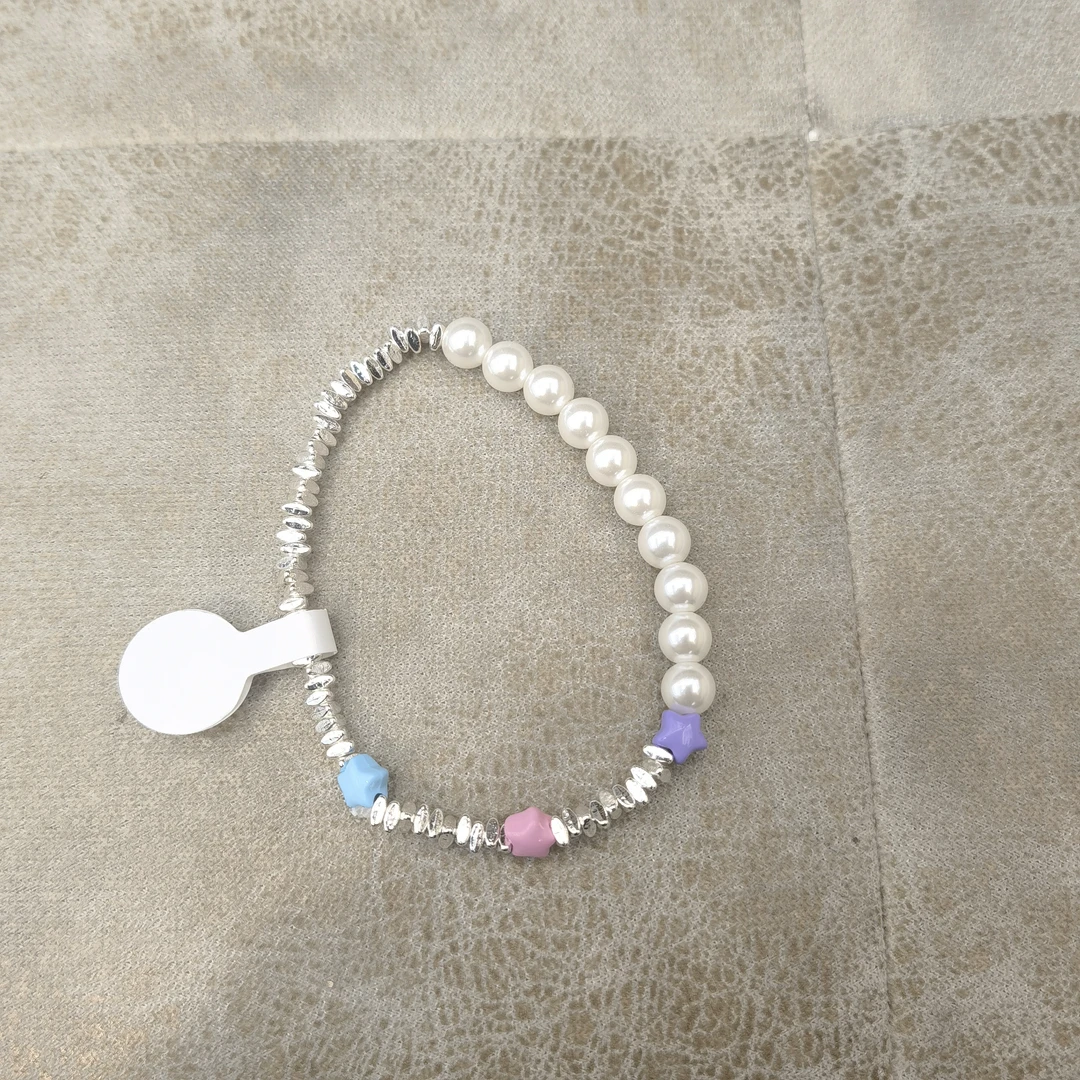 铜合金亚克力手链 B873彩色星星碎珠珠手链啊边夹