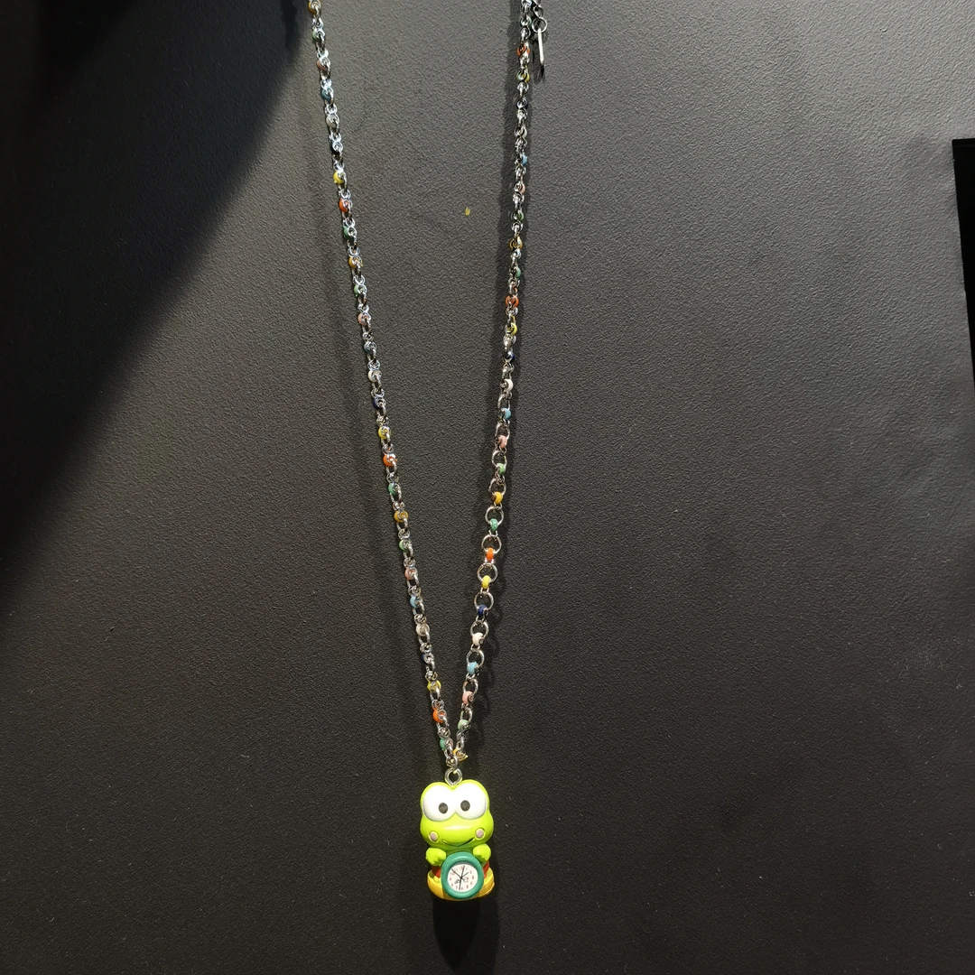 钛钢仿珍珠项链 B833绿色青蛙彩色项链