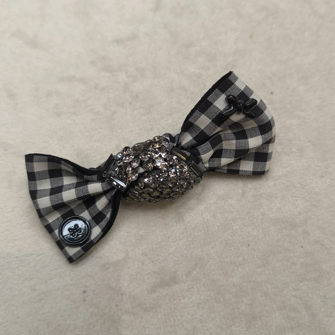 A080黑色格子糖果边夹