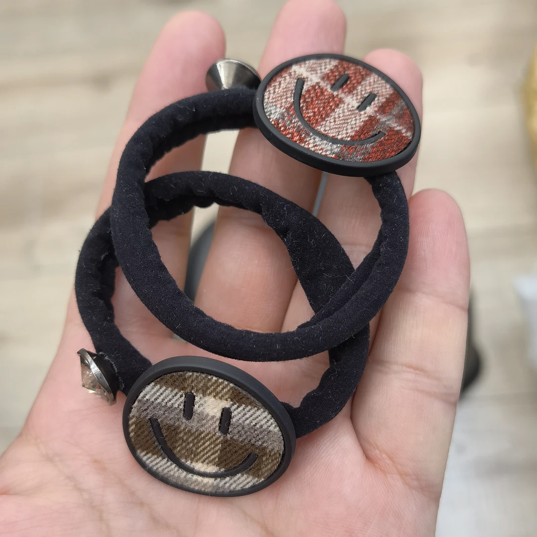 A117格子笑脸发绳一对