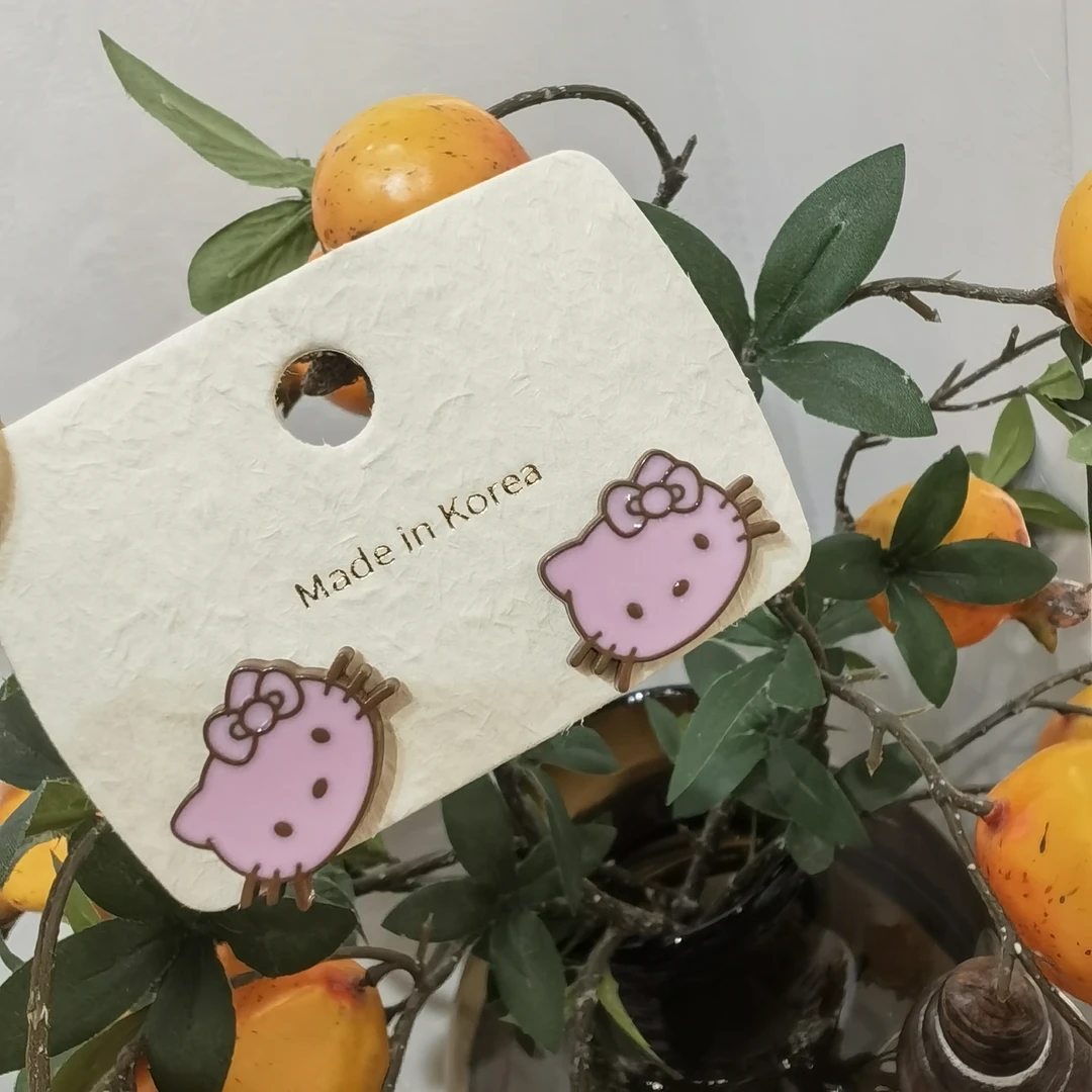 A912粉色净版KT猫咪耳钉耳饰