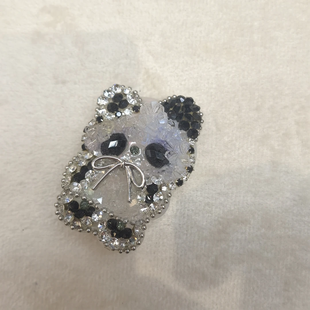 B068黑色熊猫水水砂糖边夹