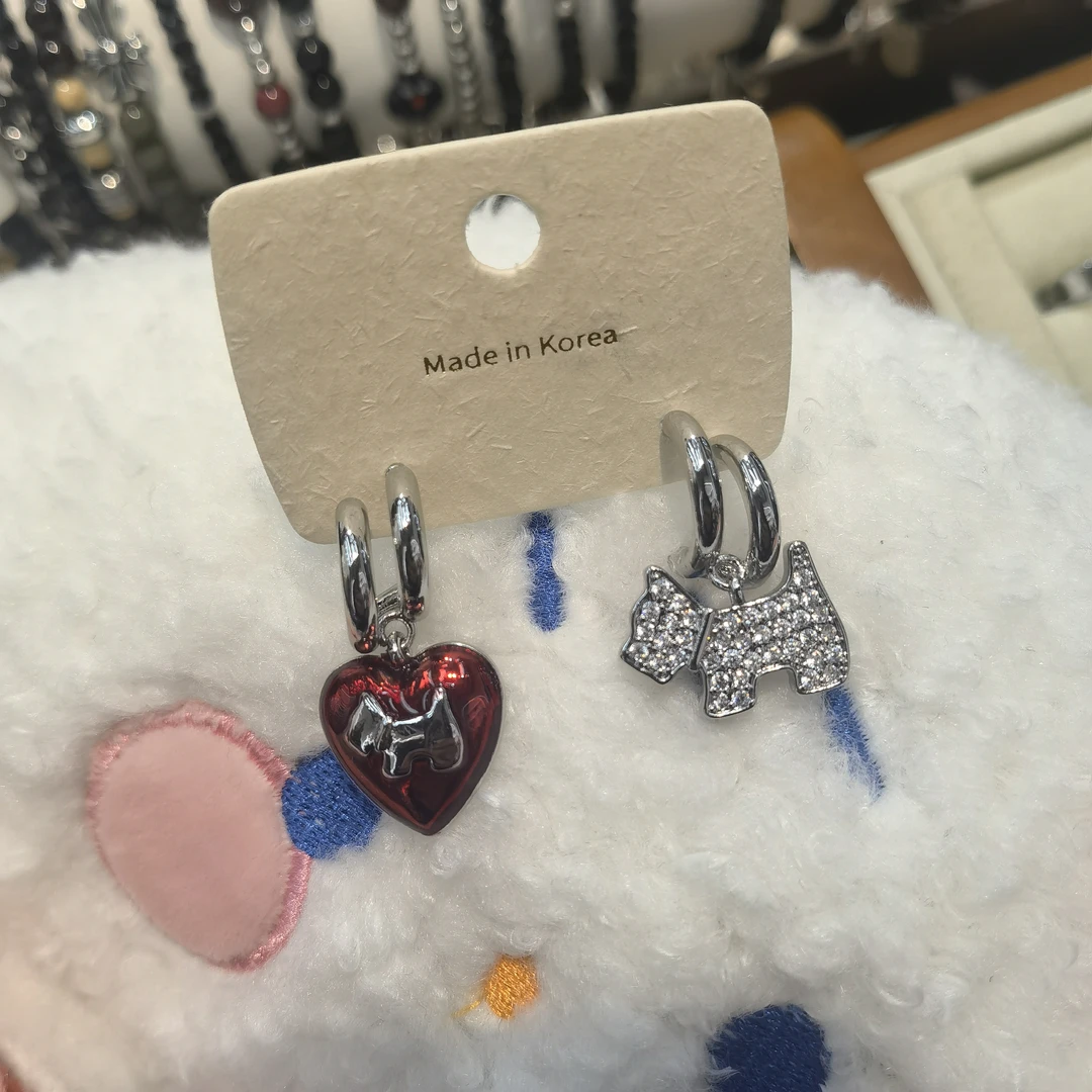 A771红色爱心狗狗耳钉耳饰