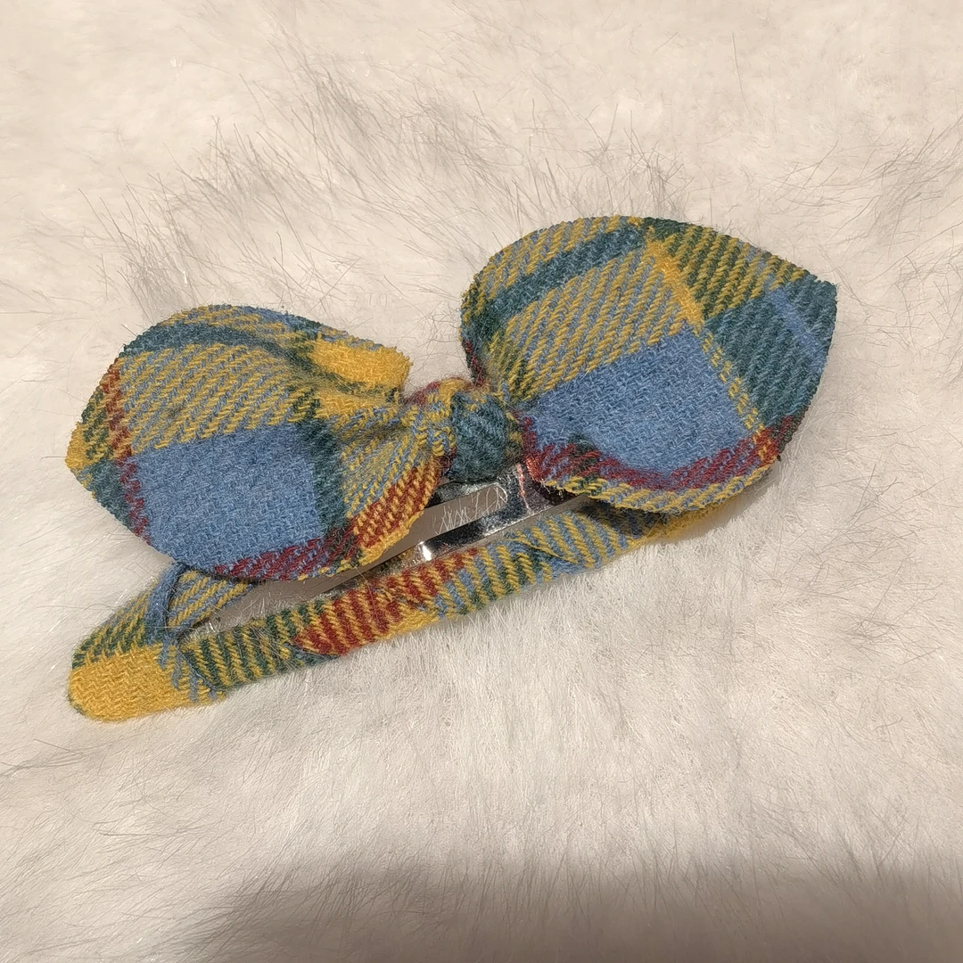 A904彩色格子蝴蝶结掰掰夹