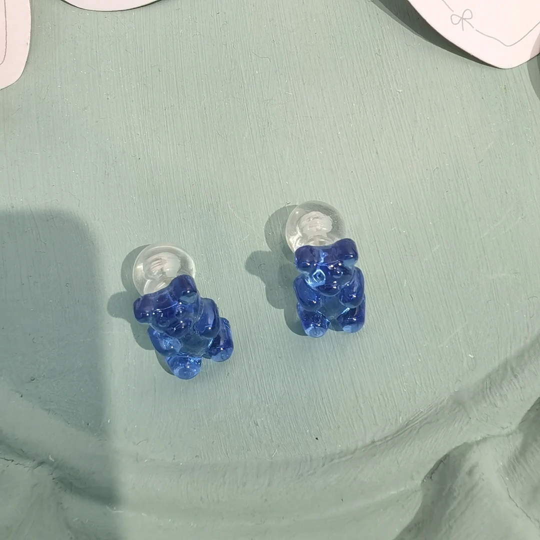 A317蓝色透明小熊泡菜款尔尔-边夹