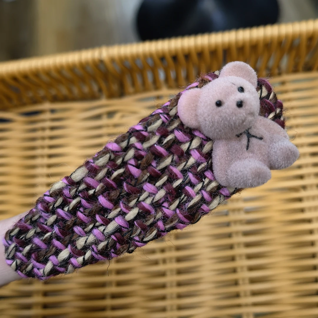 B698粉咖色香风小熊掰掰夹