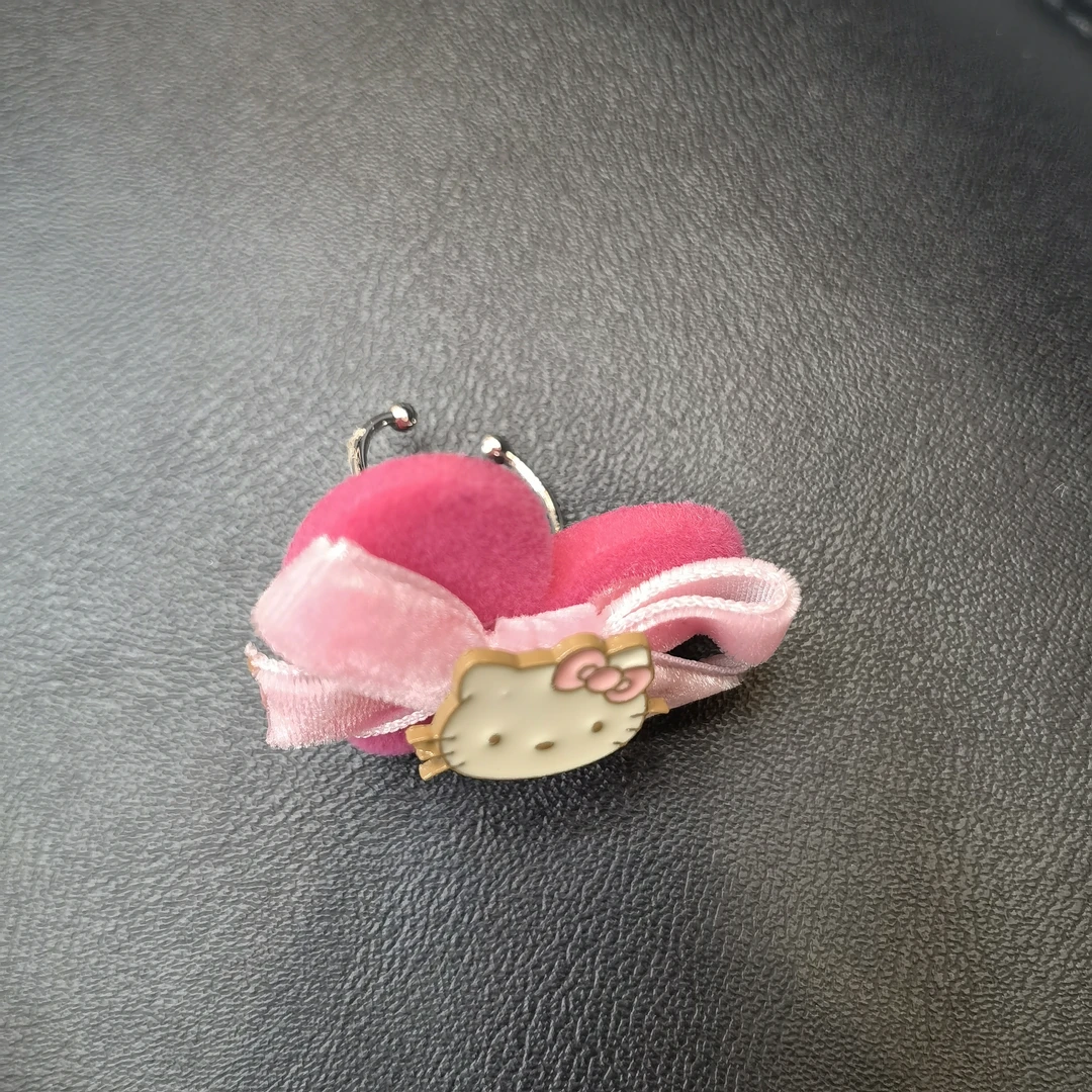 B073粉色蝴蝶结爱心KT猫咪戒指