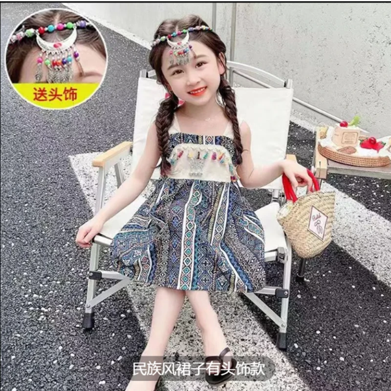 女童吊带连衣裙少数民族风哈尼族服装夏季汉服儿童女宝宝网红洋气