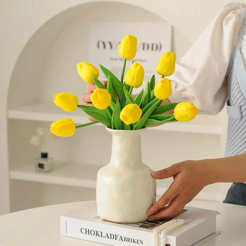 高级感网红简约奶油陶瓷花瓶鲜花水培插花摆件客厅餐厅干花装饰品