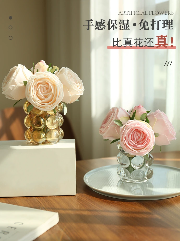 手感保湿手工时尚仿真玫瑰花床头柜茶几梳妆台洗漱台假花仿真花