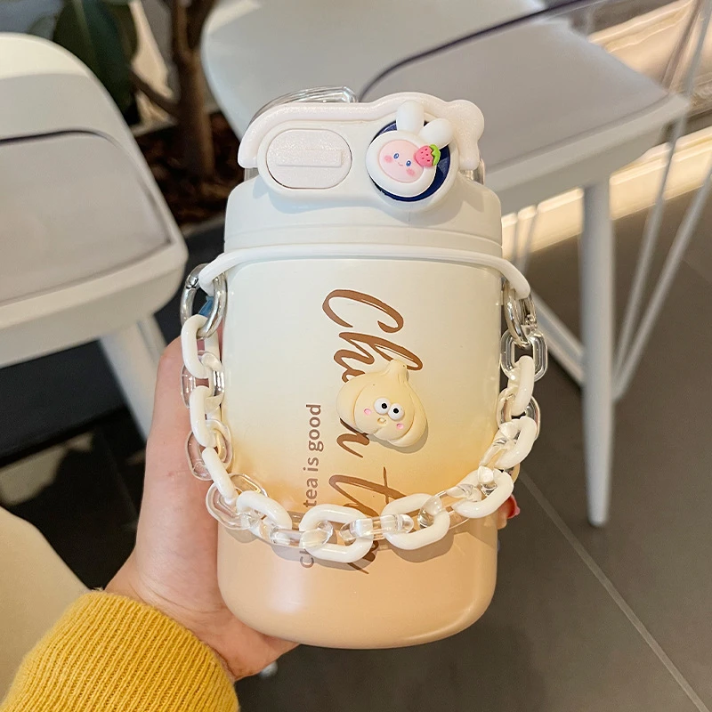 保温杯女生2025新款网红高颜值不锈钢水杯便携咖啡杯双饮杯子简约