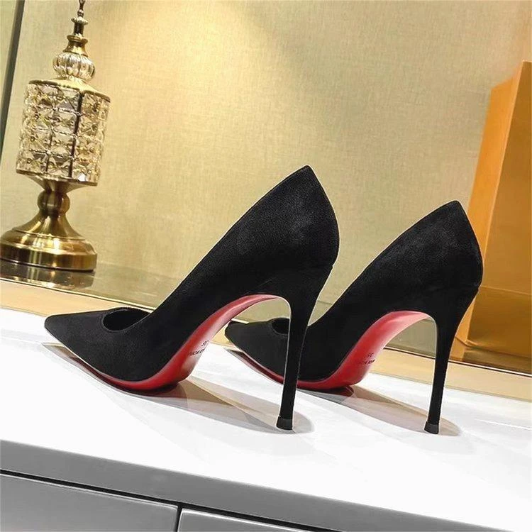 2024年新款秋床上斩男变态高跟鞋细跟调情黑色性感一次性红底职业