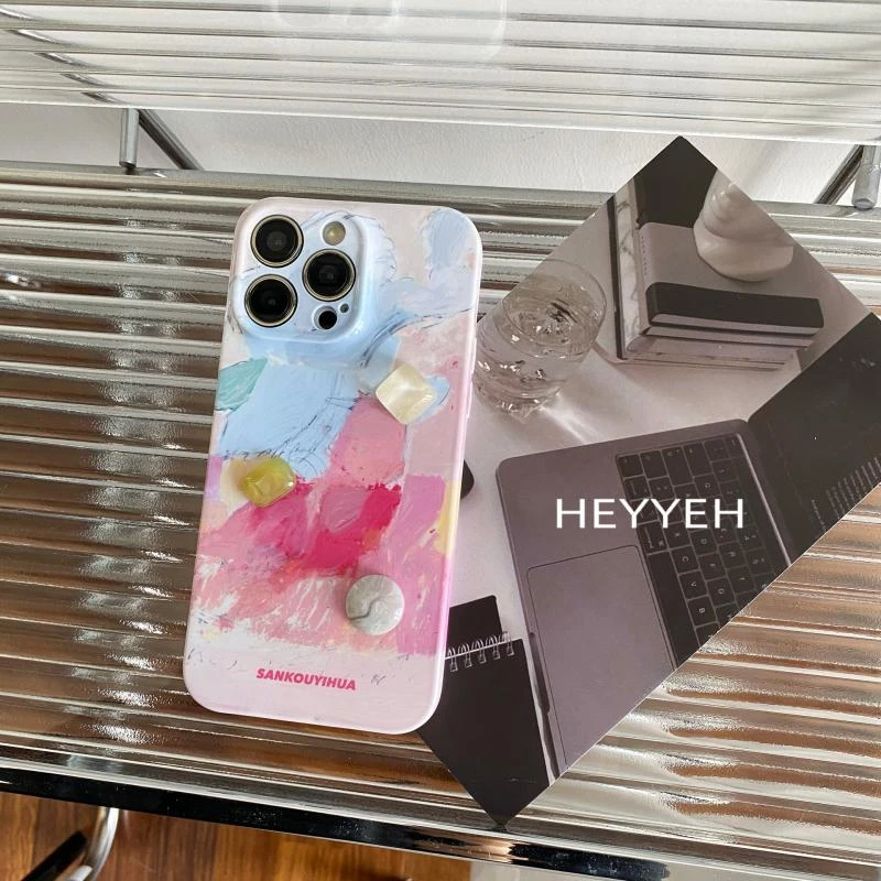小众艺术感粉色涂抹适用iPhone17pro max苹果16手机壳15个性创意