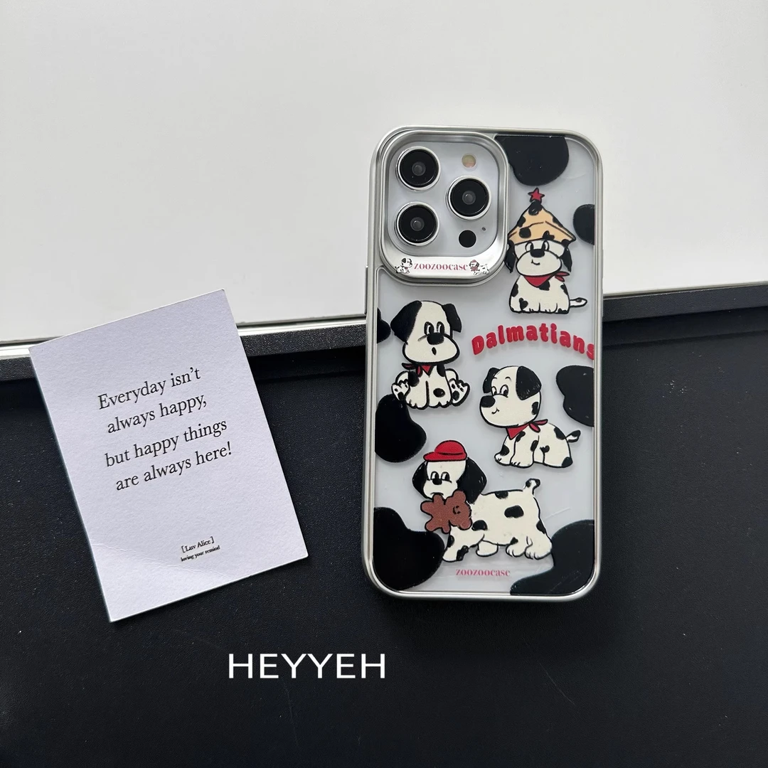 韩式小众卡通斑点狗适用iPhone15pro max手机壳苹果14pro保护套