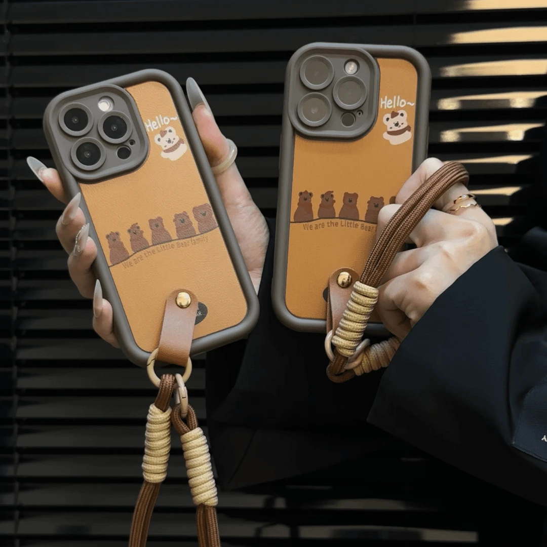 五只小熊适用苹果16PROMAX手机壳iPhone15卡通14手绳13软壳12全包