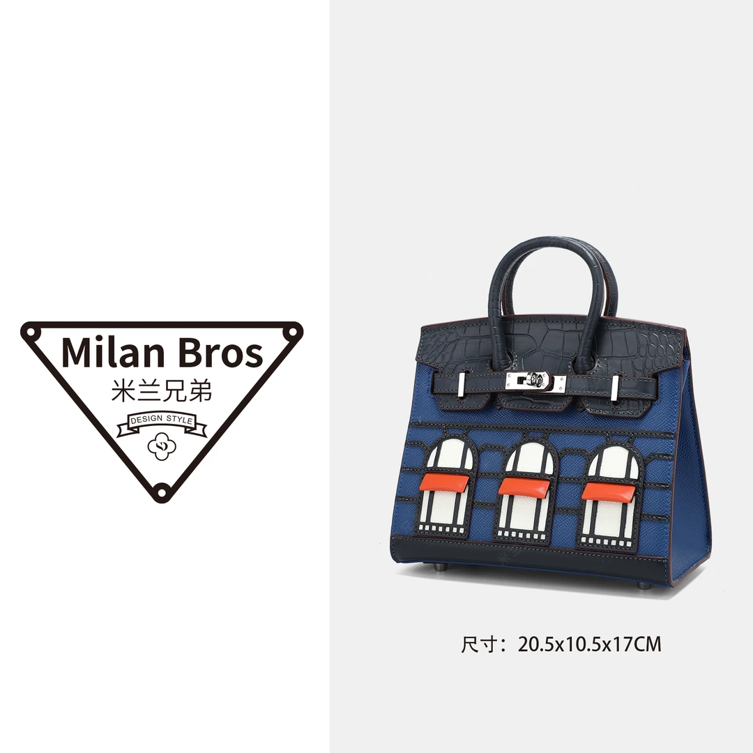 【米兰兄弟】时尚中古小凯手提包蓝色小号