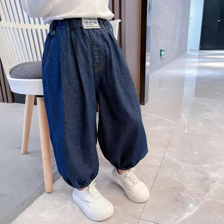 春秋男女宝宝灯笼裤外穿洋气宽松时髦牛仔裤休闲韩版休闲裤春秋