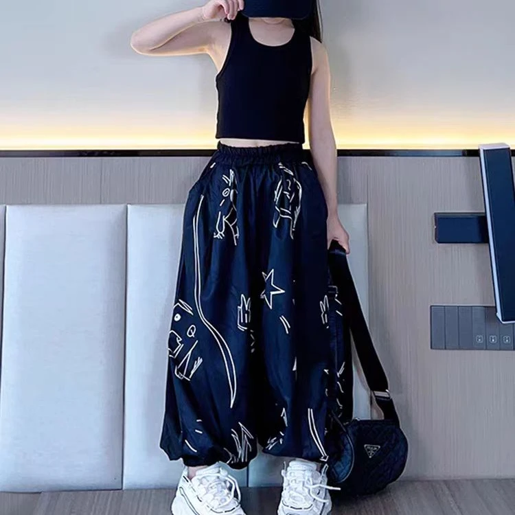 儿童夏季薄款宽松印花洋气灯笼裤防蚊裤韩版百搭清凉风格时尚百搭