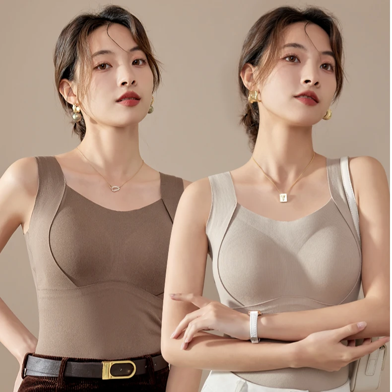 免穿文胸！羊毛蚕丝胸垫背心！通勤百搭！n0889