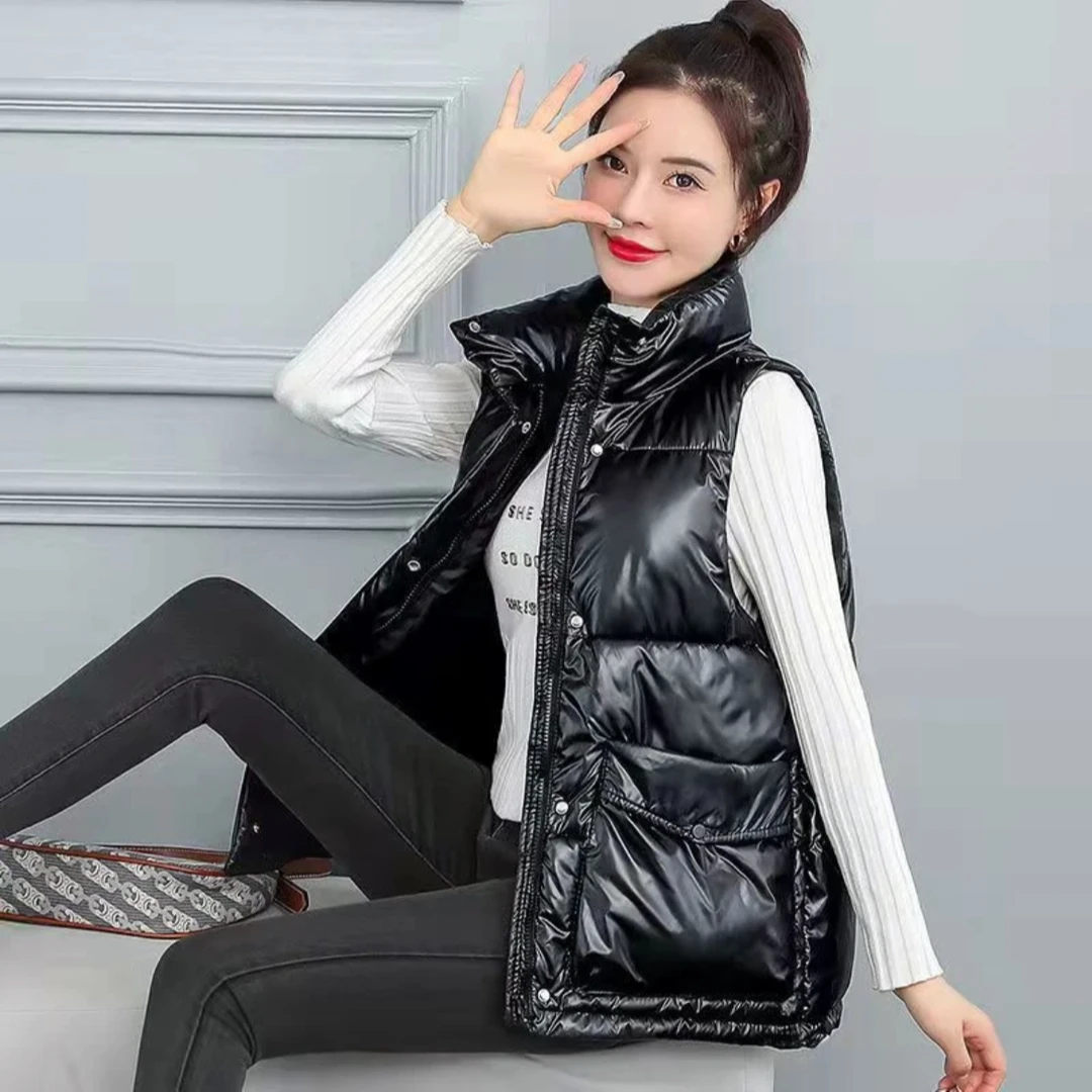 休闲时尚大口袋网红棉马甲外穿保暖舒适无袖坎肩外套秋冬洋气棉衣