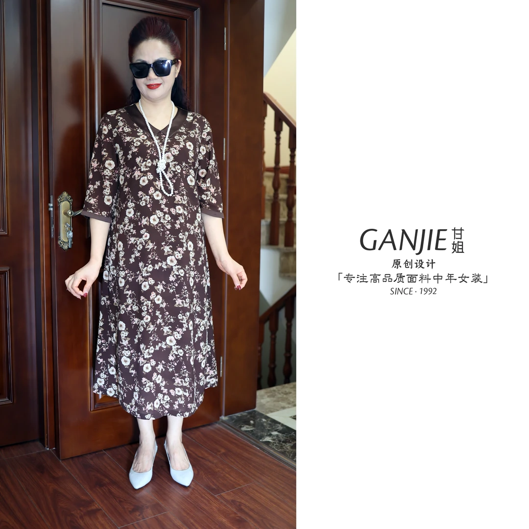 夏季醋酸面料高品宽松连衣裙053