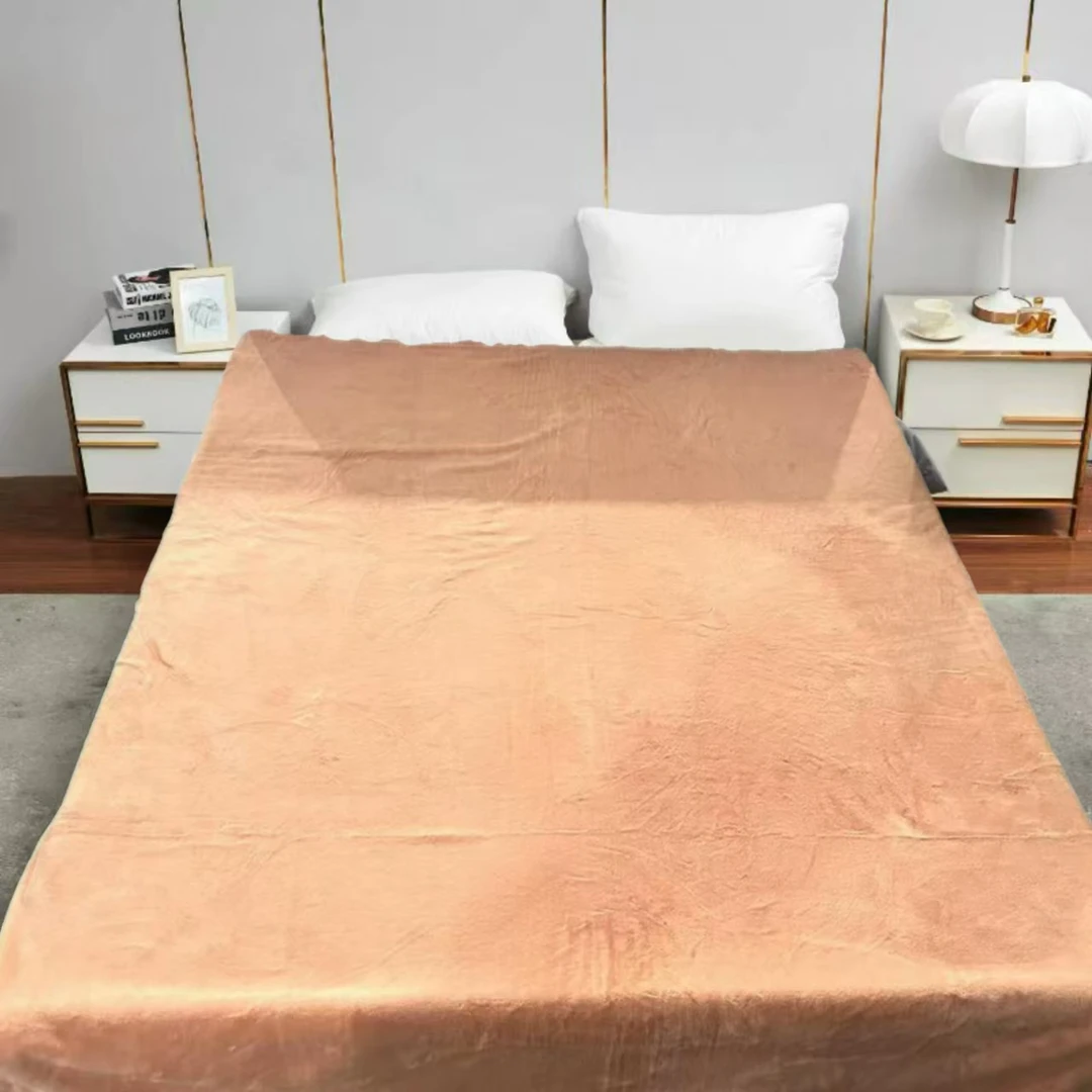 200*230cm 橙色纯色单层双面 午睡毯多功能卧室加厚绒毛毯