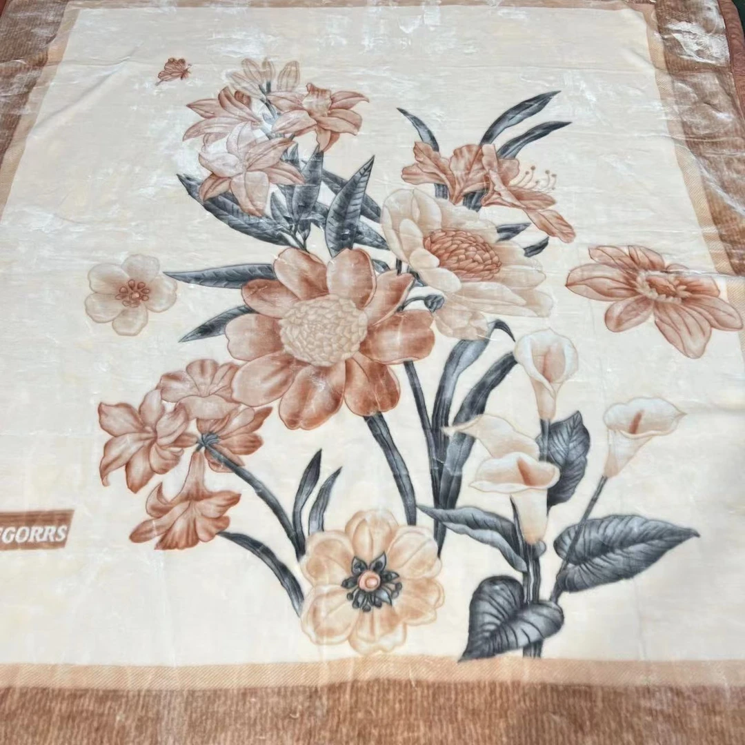 200*230CM 黄色杏花 盖毯午睡毯多功能卧室欧式加厚奶绒