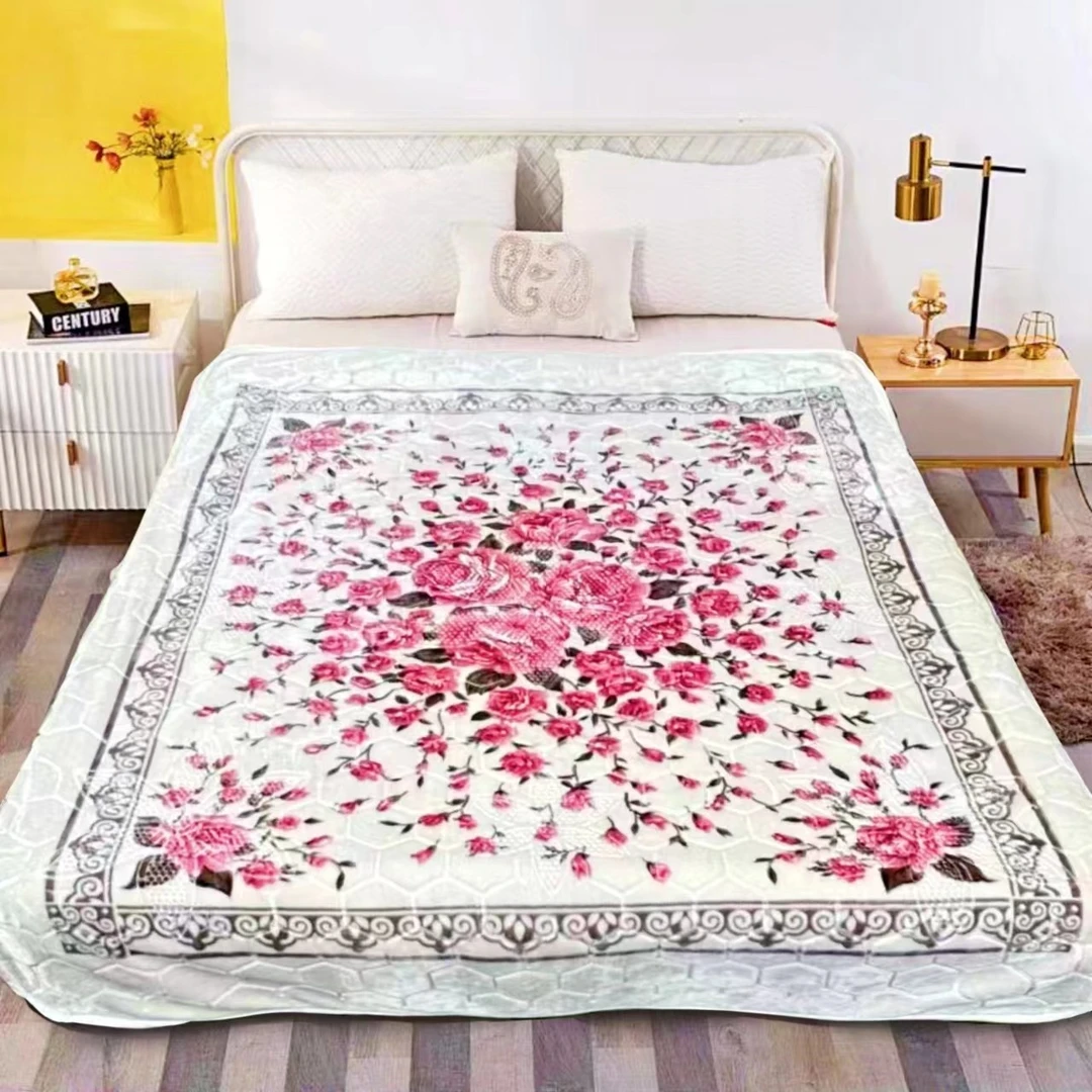 190*230 粉色 百花争艳 巴西设计师款毛毯卧室家用云毯毛毯床盖