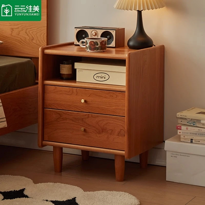云云佳美樱桃木床头柜千寻全实木卧室储物柜小户型窄款日式床边柜