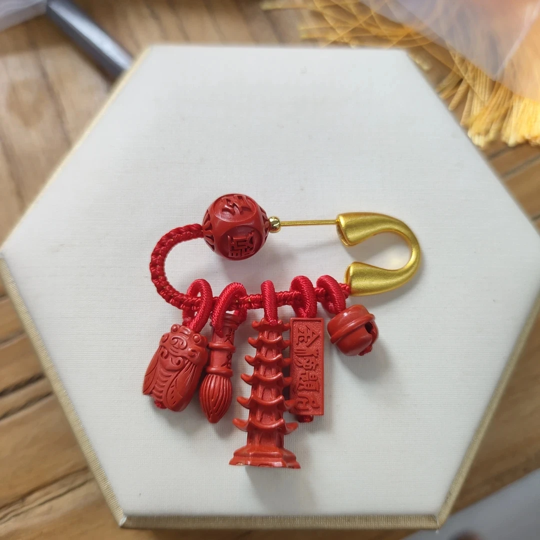 含辰砂工艺品天然压制朱砂水飞砂压惊针别针通用款文昌塔文昌笔